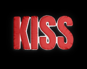 KISS Text Cutout Velvet Pillow