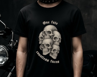 Gothic Skull T-Shirt, Dark Tattoo Style Graphic Tee, Vintage Gothic Clothing