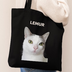 Custom Pet Tote Bag, Pet Portrait Canvas Tote Bag with Pet Name, Bags With Dog Face, Dog Mom Tote Bag, Dog lover gif Cotton Canvas Tote Bag
