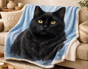 Custom Pet Photo Blanket, Personalized Dog Cat Throw Blanket