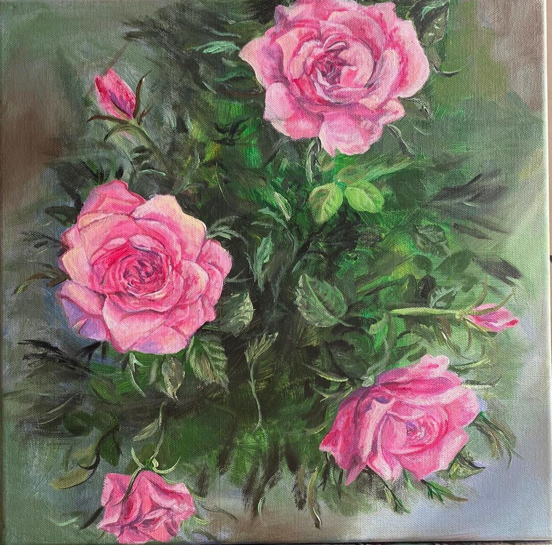 Garden Roses Original Acrylic Painting 40cm X 40cm - Etsy
