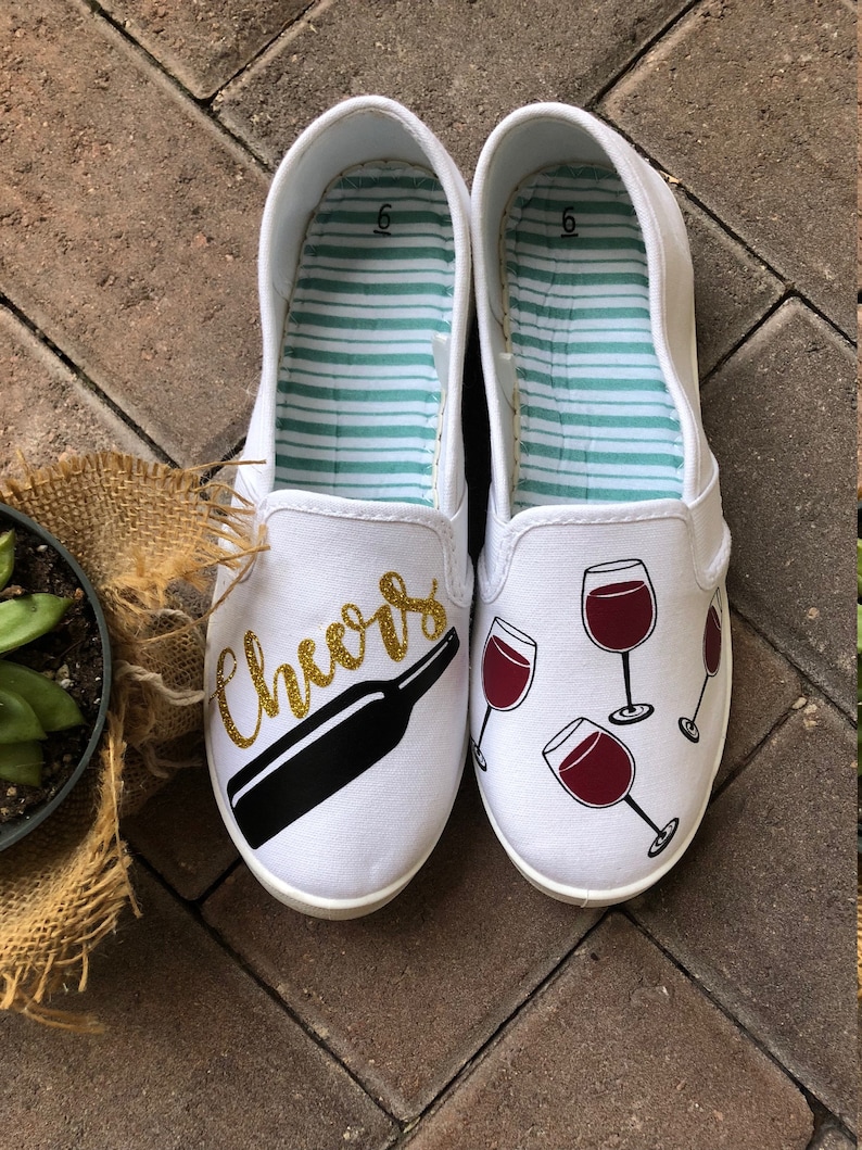 Cheers to Wine Shoes Custom Shoes Wine Shoes Cheers Shoes Etsy