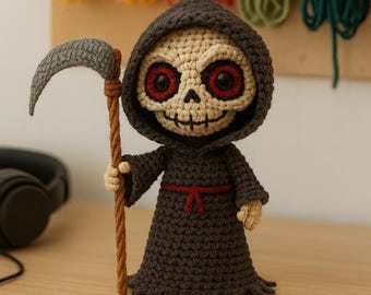Grim Reaper Amigurumi Crochet Pattern, Beginner Friendly Halloween Decor (PDF Pattern)