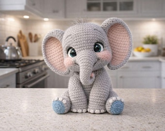 Amigurumi Elephant Crochet Pattern, Kawaii Plush Toy (Digital PDF Pattern)