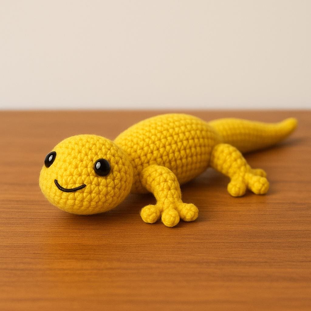 Anfänger-freundliche PDF-Häkelanleitung: Süßer Amigurumi Gelbsalamander Plüsch Einfache DIY Spielzeug-Anleitung - Sofort-Download, Schritt-für-Schritt-Anleitung!.