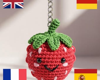 Beginner-Friendly Crochet Pattern – Easy Amigurumi Strawberry Keychain PDF, No Images, Step-by-Step Instructions, Digital Download