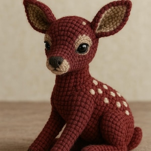 Intermediate Burgundy Fawn Amigurumi Crochet Pattern PDF – Digital Download