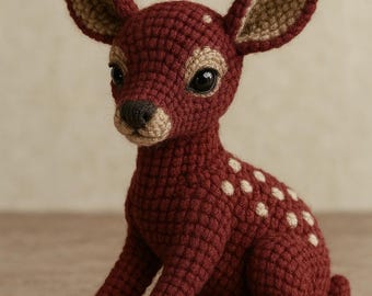 Fortgeschrittene Burgundy Rehkitz Amigurumi Häkelanleitung PDF - Digital Download