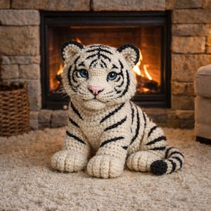 White Tiger Crochet Pattern: Expert Level Amigurumi (PDF Tutorial)