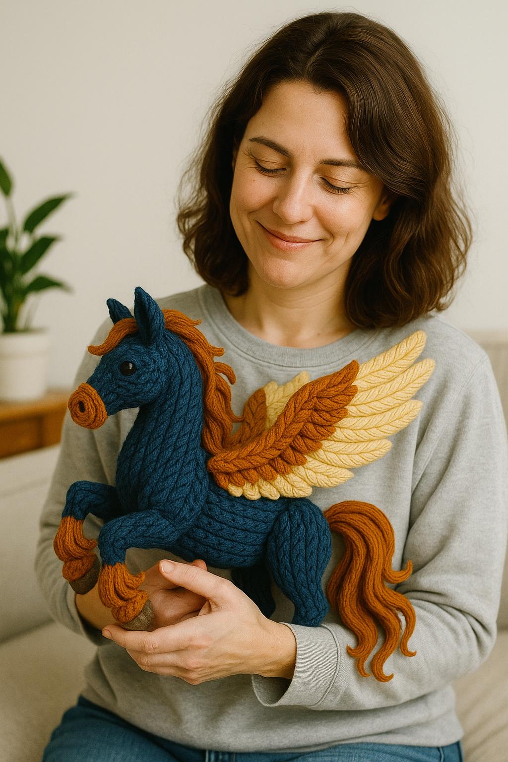 Patrón de Caballo Alado a Crochet – Peluche de Pegaso Amigurumi Intermedio (PDF) – Tutorial DIY de Animales de Hilo Fantástico