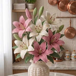 Patrón de flor de lirio a crochet / Ramo de amigurumi DIY (Descarga en PDF)