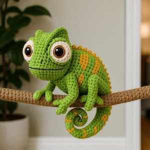 Chamäleon Häkelanleitung, Anfängerfreundliches Amigurumi Lizard Tutorial, Easy DIY Stofftier Spielzeug PDF