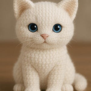 PDF-patroon gehaakte kat: beginnersvriendelijke amigurumi-kittenhandleiding (direct downloaden)