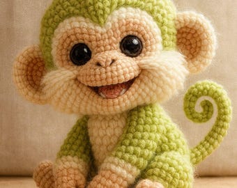 Crochet Monkey Amigurumi Pattern, Jungle Animal Toy (PDF Pattern)