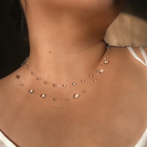 Handgjort Luster of Dew-halsband: Minimalistisk UV-hartschoker med förlängning i rostfritt stål