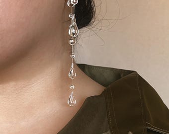 Clear Dew Drop Dangle Earrings, Water Drop Resin Romantic Ethereal Jewelry - Handmade Mistfall Earring
