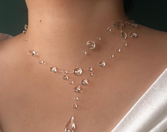 Handmade Morning Dew Necklace: Resin Water Droplet Necklace Ethereal Fairycore Jewelry