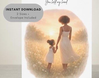 Mother's Day Card, Soft Floral Daughter to Mom, Sentimental, African American mothers, Instant Download