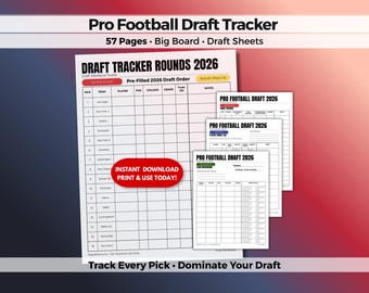 Pro Fußball Draft Tracker 2026 | 7 Runden | 57-Seiten-Planer, Tracker & Analyzas Toolkit (Digitaler Download)