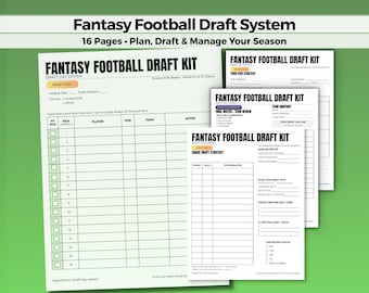 Fantasy Football Draft Toolkit, Planner & Tracker, 16-Page Strategy System, Snake Draft (Digital Download)