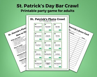 St. Patrick's Day Bar Crawl Photo Challenge Game (Instant Download)
