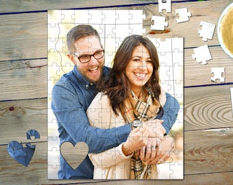 Custom Wood Photo Puzzle Personalized with State Outlines or Whimseys