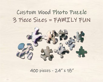 Family Friendly Pieces with 3 Different Sizes - Custom Wood Photo Puzzle