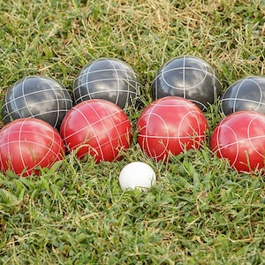 Personalized Bocce Ball Set - 100mm Triumph Competition Red/Black