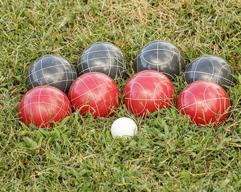 RUSH SERVICE - Personalized Bocce Ball Set - 100mm Triumph Competition Red/Black