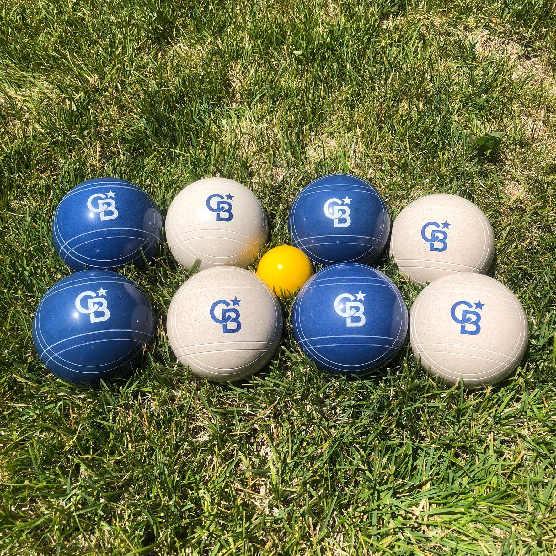 BuyBocceBalls Listing - Made In USA, Premium Quality Official Tournament Bocce Set - 110mm Blue And Orange Balls Nylon Bag; Regulation