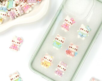 Kawaii Kitty Mix | Pastel Resin Flatback Charms Cabochons for Decoden & DIY