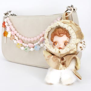 Pop Mart Skullpanda L&#39;Impressionnisme Plush Pendant Bag Charm – Skullpanda Beaded Keychain | Kawaii Bag Clip Accessory Cute Handmade Gift