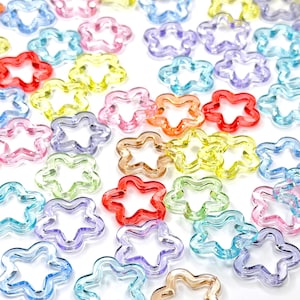Hollow Star Acrylic Beads, Clear Glossy Charms, Y2K Jewelry Supply