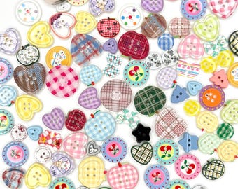 Kawaii Button Mix | Assorted Flatbacks for Decoden, Junk Cases, Sewing Projects