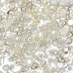 Pearl bead mix: glossy white acrylic beads and charms for kawaii decoden, phone strap beads, DIY jewelry