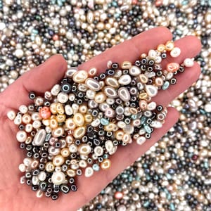 Freshwater Pearls Bead Mix, Multicolor Assorted Shapes, Real Pearl Bead Soup