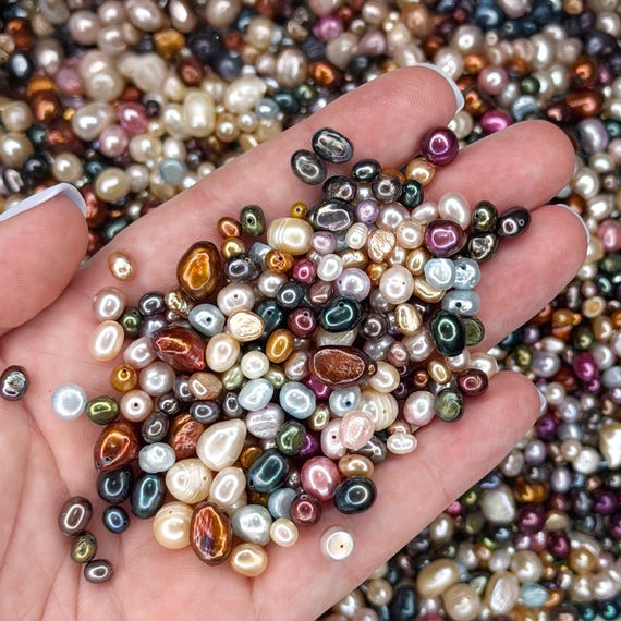 Freshwater Pearls Bead Mix, Multicolor Assorted Shapes, Real Pearl Bead Soup