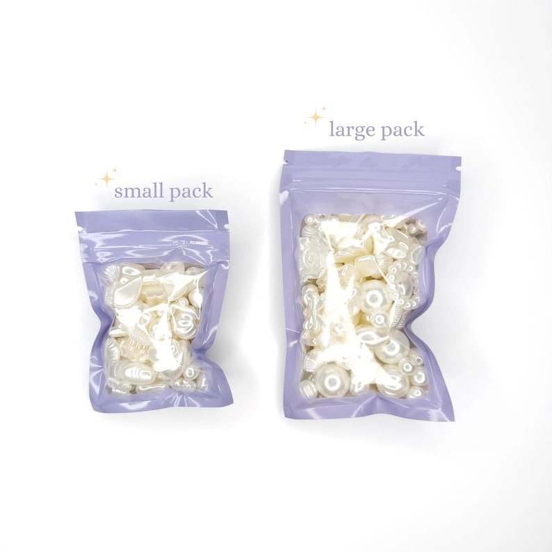 Pearl bead mix: glossy white acrylic beads and charms for kawaii decoden, phone strap beads, DIY jewelry
