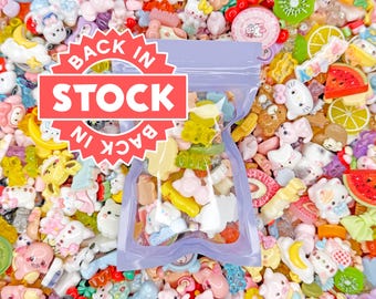 Kawaii Cabochons Grab Bag | Random Flatback Bulk Resin Charms for Decoden & Craft Projects