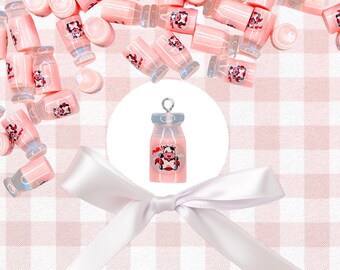 Strawberry Milk Charms | Glossy Pink Resin DIY Jewelry Pendants With or Without Hooks