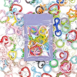 Colorful Keychain Clip Grab Bag | Random Hardware for Bag Charm Making | Rainbow Clasp Mix
