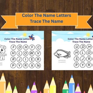Folhas de atividades para colorir e traçar letras de animais com 15 páginas | Aprendizagem do alfabeto pré-escolar | Atividade para imprimir e traçar nomes | Download digital