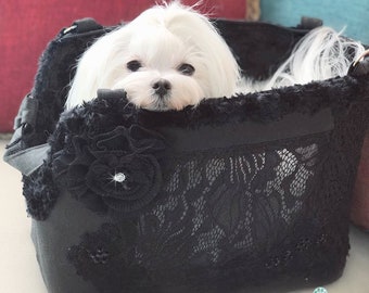 Dog Carrier Bag, Luxury Dog Bag, Airline, Dog Travel Purse, Pet Travel Bag with Windows, Hideaway Bag by Foo Foo Fido