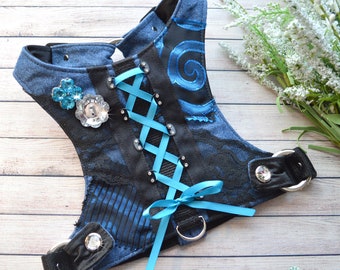 Dog Harness, Fancy Denim Corset Harness for Dogs Cats and Pets