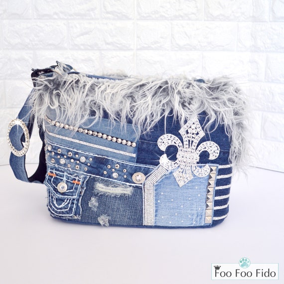 Denim Luxury Dog Carrier Purse Pet 