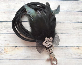 Leash, Dog, Pets, Black Leather, Custom Matching Leash, by Foo Foo Fido