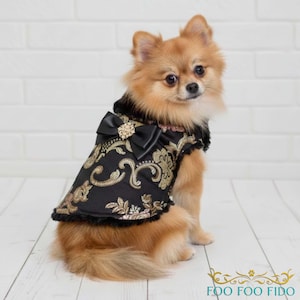 Small Dog Winter Jacket - Brocade Dog Coat