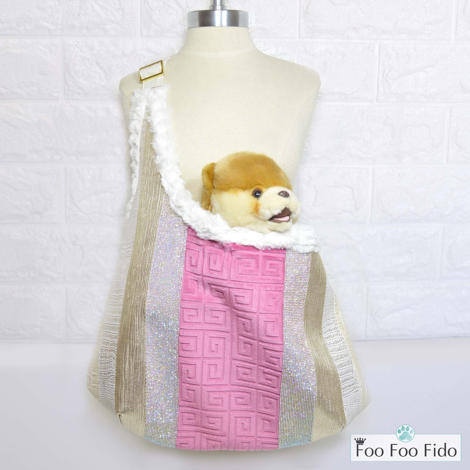 Fancy Dog Sling Bag Pink Ivory Gold Leather Designer Etsy