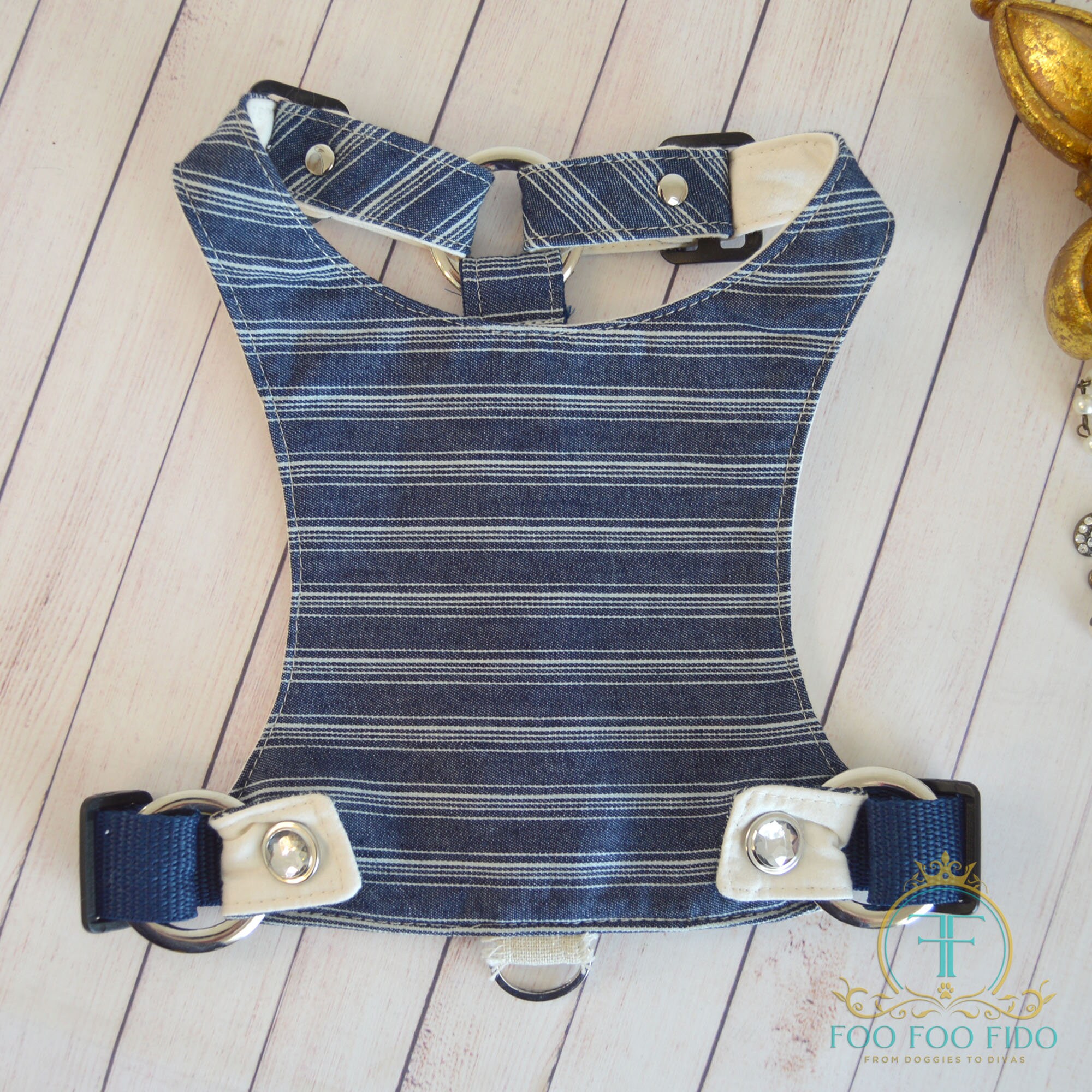 Navy Blue Stripe Dog Harness Adjustable and Choke Free Etsy UK