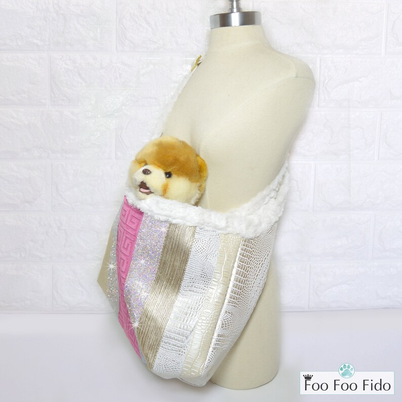 Fancy Dog Sling Bag Pink Ivory Gold Leather Designer Etsy